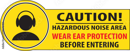 Hazardous noise area ear protection required sign vector.eps