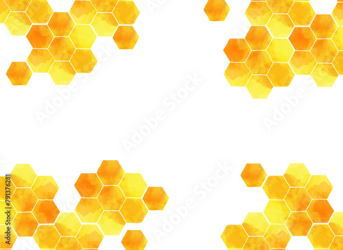 水彩風　ハニカム模様のイラスト