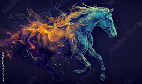 Horse abstract magical animal background with mare stallion wallpaper generative ai, Generative AI photo