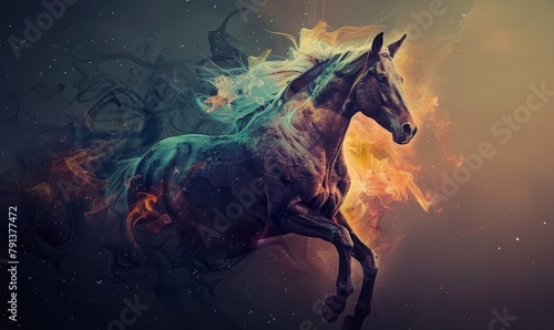 Horse abstract magical animal background with mare stallion wallpaper  Generative AI