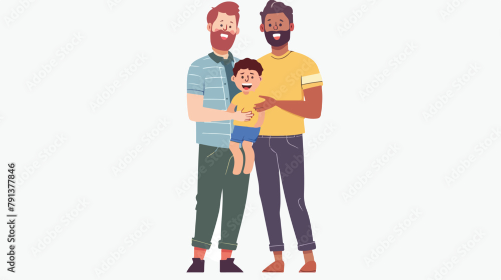Gay parents concept. Vector cartoon illustration of t