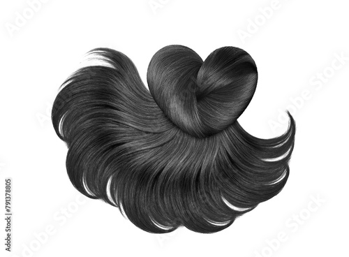 Hair in shape of heart on white