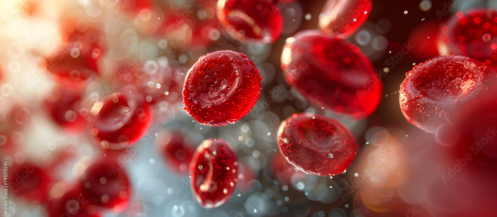 red blood cells flowing in a vessel, 3D illustration red blood cells flowing in a vessel, 3D illustration
