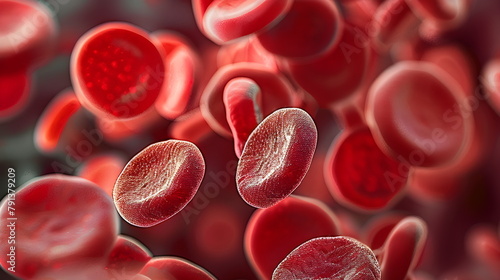 red blood cells flowing in a vessel, 3D illustration