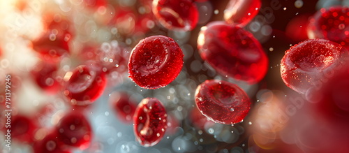 red blood cells flowing in a vessel, 3D illustration