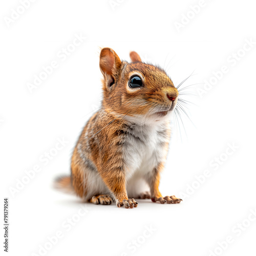 Small Squirrel Sitting on Top of White Floor. Generative AI © jul_photolover