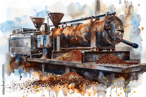 Coffee Roasting   Coffee roasting process with golden brown hues