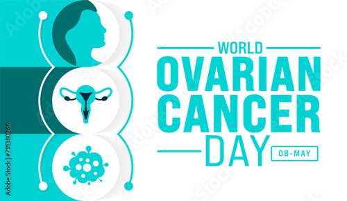 8 May World Ovarian Cancer Day background template. Holiday concept. use to background, banner, placard, card, and poster design template with text inscription and standard color. vector illustration.