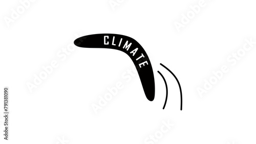 Boomerang with word Climate,ecology, climate change, black isolated silhouette