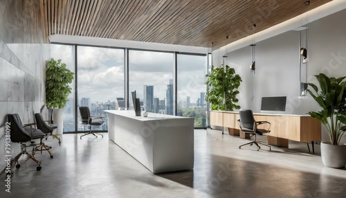 Welcome to Your Workspace Oasis  Office Lobby Transformation with Panoramic Views  