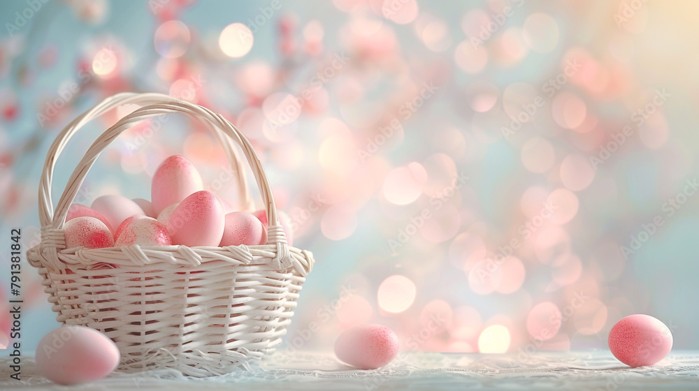 Close up of basket with Easter eggs