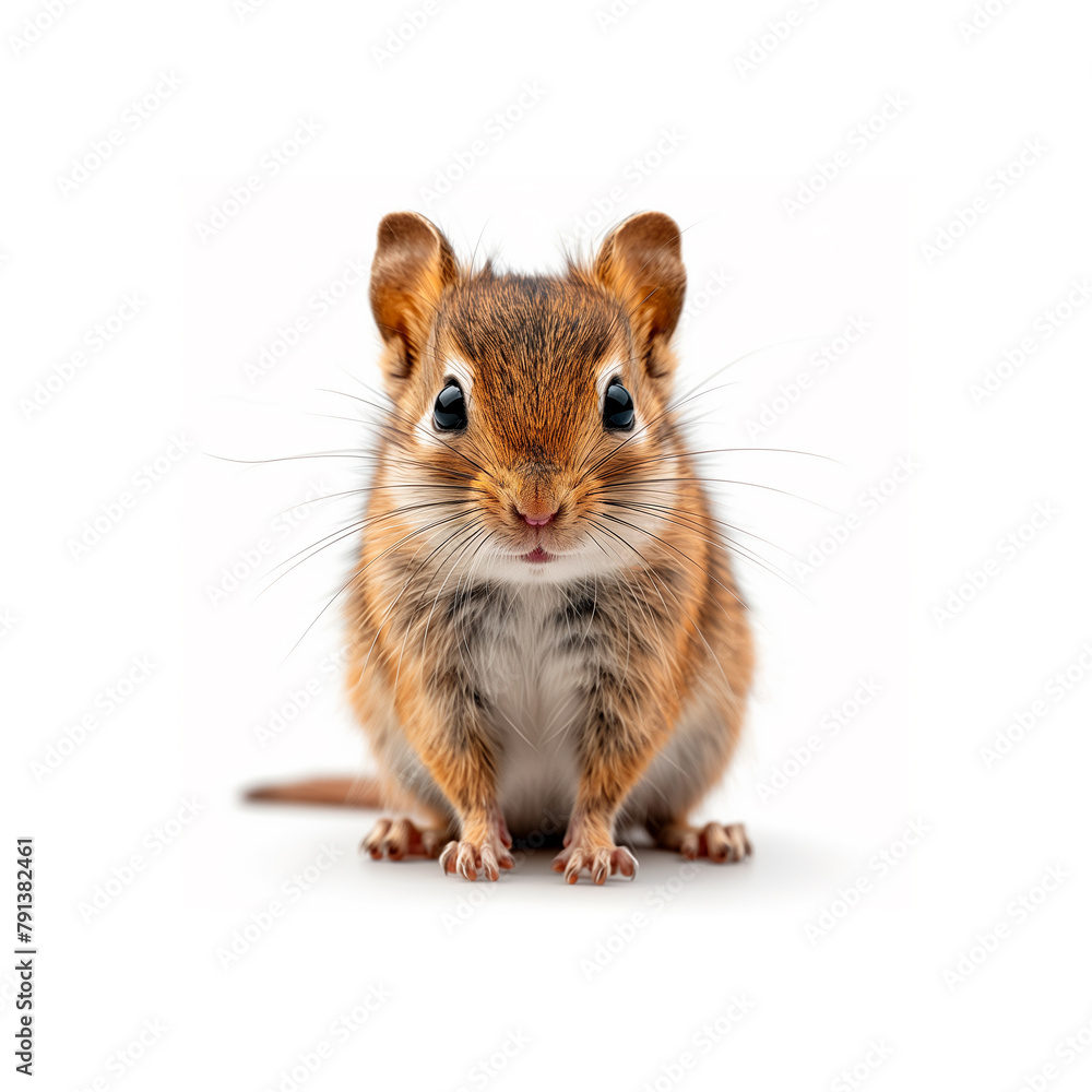 Small Rodent Sitting on White Surface. Generative AI Small Rodent Sitting on White Surface. Generative AI