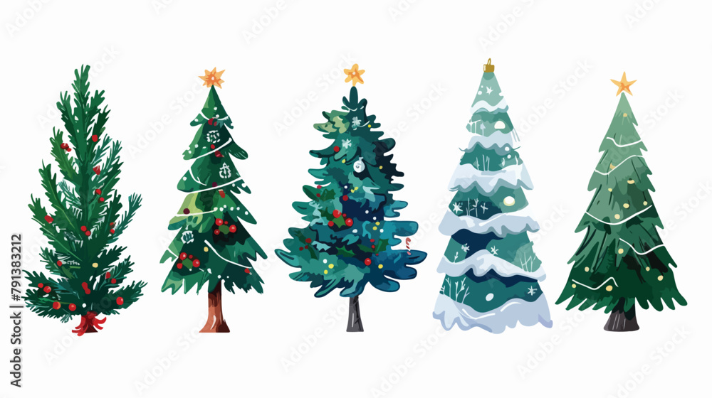 Christmas and New Year tree. vector illustration 