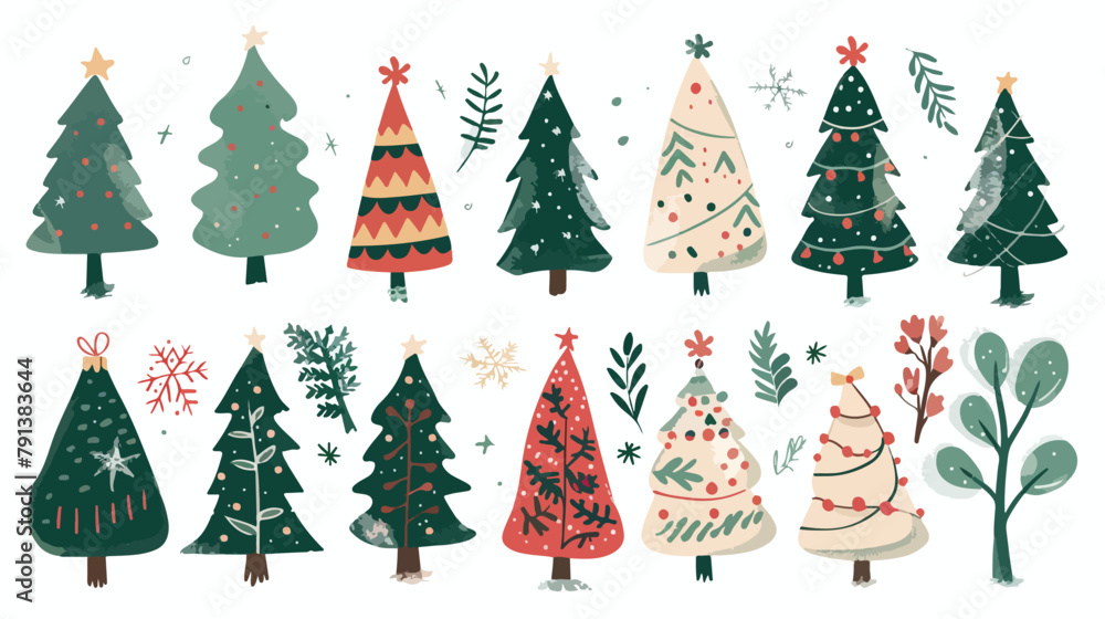 Christmas tree. Flat isolated illustration on white b
