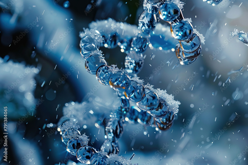 Macro illustration of a dna helix. Concept of scientific research in biology. Generated by artificial intelligence Macro illustration of a dna helix. Concept of scientific research in biology. Generated by artificial intelligence