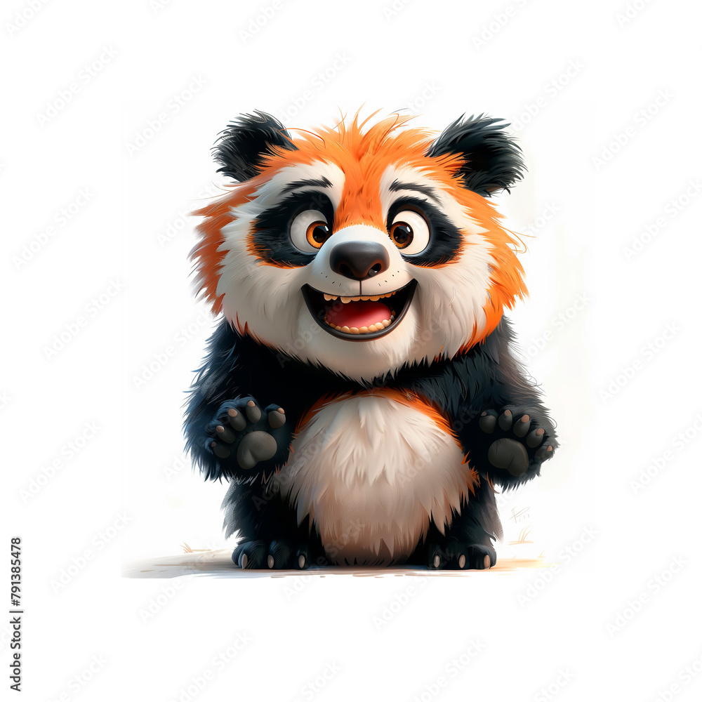 Cheerful Cartoon Panda Smiling. Generative AI