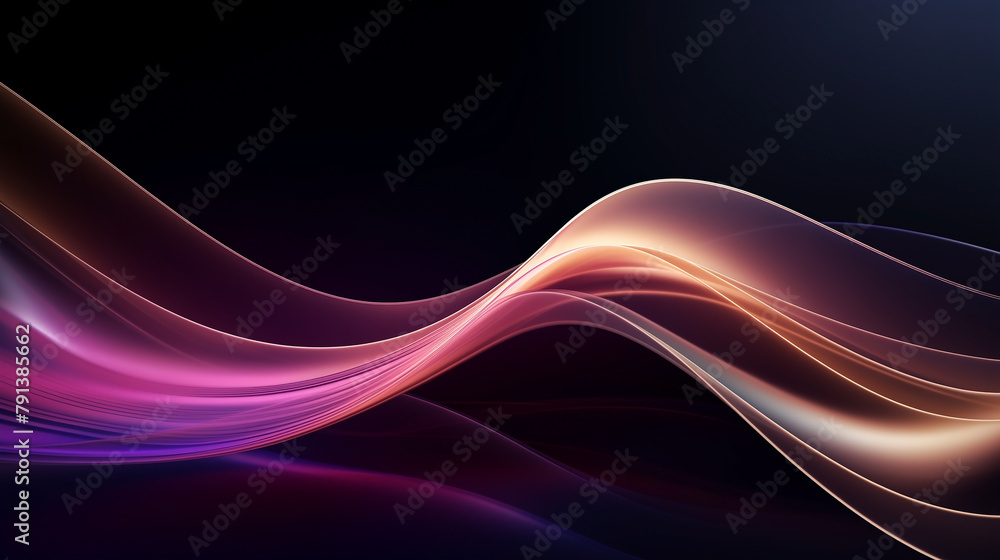 Luxurious 3D Wave Lines with Glittering Curved Decor and Sparkling Frame Illumination on Dark Gradient Background Abstract Luxurious 3D Wave Lines with Glittering Curved Decor and Sparkling Frame Illumination on Dark Gradient Background Abstract