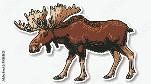 Retro distressed sticker of a cartoon moose 