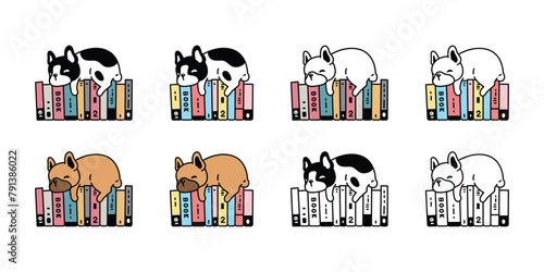 dog vector french bulldog icon sleeping book cartoon character puppy pet toy doodle symbol illustration clip art isolated design