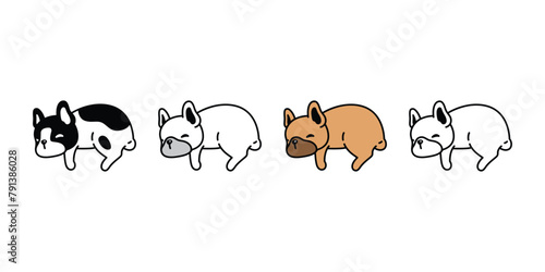 dog vector french bulldog icon sleeping cartoon character puppy pet toy doodle symbol illustration clip art isolated design