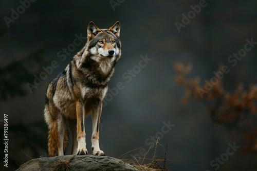 Grey Wolf  Canis lupus  single mammal on rock  Germany