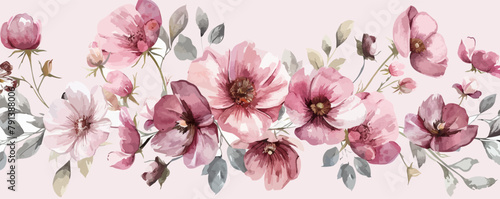 Flowers in the style of watercolor art. Luxurious floral elements vector