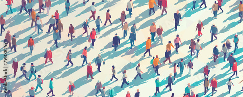 crowd isometric vector flat minimalistic isolated illustration