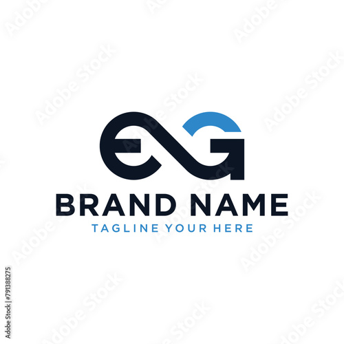 infinity letter e g logo design on a white background.