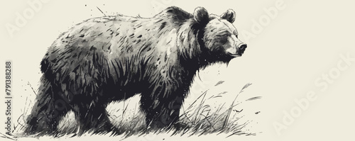 bear. Engraving style. Simple pencil drawing. vector simple illustration