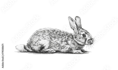 rabbit Engraving style. Simple pencil drawing vector