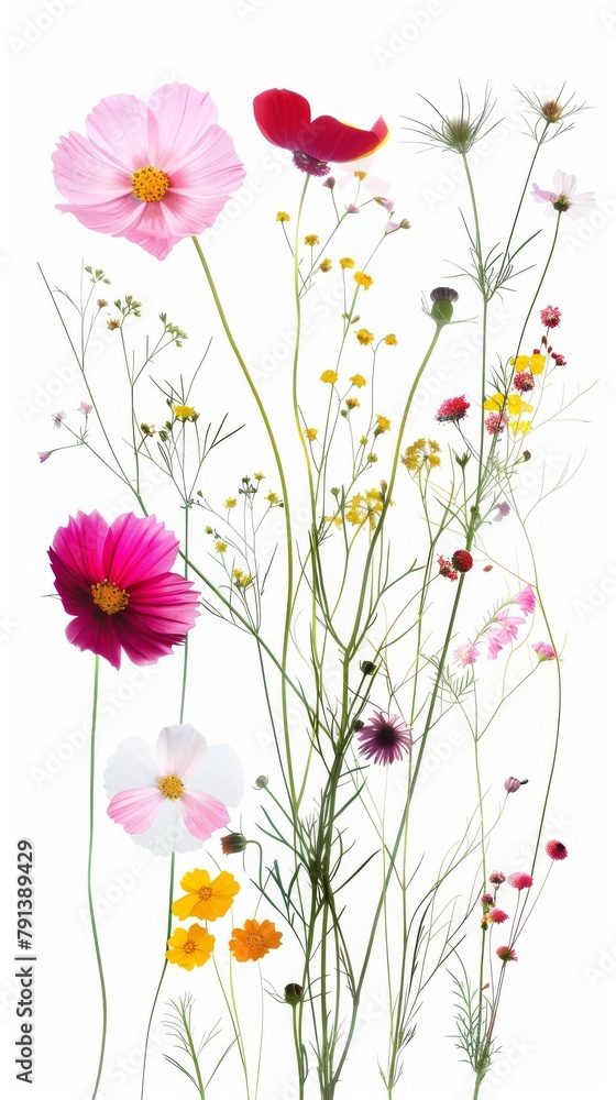 Colorful Collection of Pressed Wild Meadow Flowers