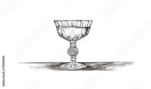 Glass crystal goblet hand drawn sketch Vector illustration