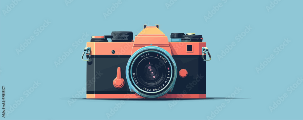 Fototapeta premium Hand drawn retro camera. vector simple illustration
