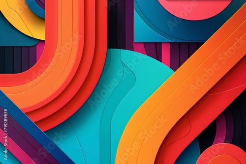 Colorful wallpaper image depicting diferent colorful shapes, Generative AI photo