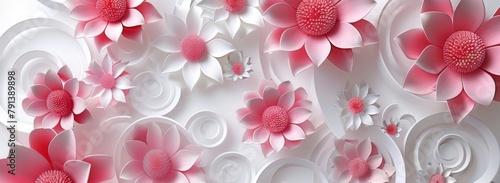 3D wallpaper background, High quality circles rendering decorative photomural wallpaper illustration, 3D flower Living room wallpaper, Generative AI photo
