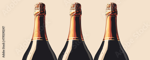 Champagne bottle vintage. vector simple illustration