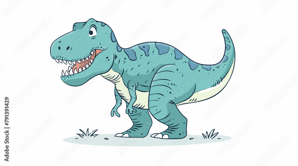 Cute colored dinosaur T Rex doodle. Vector illustration