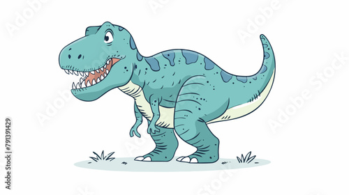 Cute colored dinosaur T Rex doodle. Vector illustration © Mishab