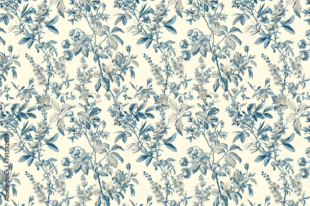 Fototapeta premium Toile floral pattern tapestry. Vintage botanical wallpaper pattern. Background image. Created with Generative AI technology