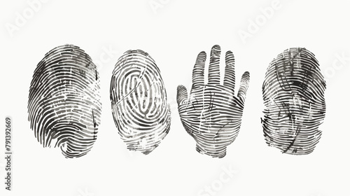 Set of Four fingerprints of various types isolated on