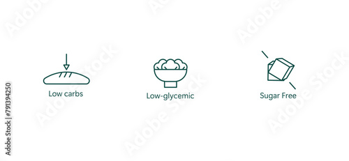 Healthy Eating Icon: Low-Carb, Low-Glycemic, Sugar-Free Vector Design