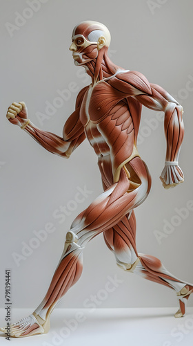Conceptual anatomy skinless human body, muscle system set photo