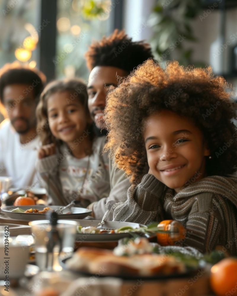 A group of people sitting at a table with food on it. Generative AI. A group of people sitting at a table with food on it. Generative AI.