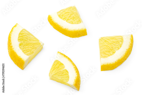 sliced lemon isolated on white background. clipping path