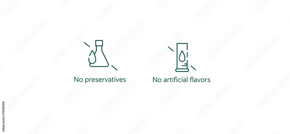 Pure Ingredients Icon: No Preservatives, No Artificial Flavors Vector Design