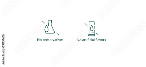Pure Ingredients Icon: No Preservatives, No Artificial Flavors Vector Design