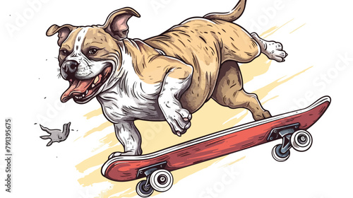 Design of dog in skateboard Hand drawn style vector 