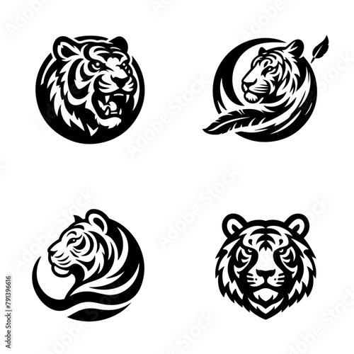 Vector tiger head B&W.