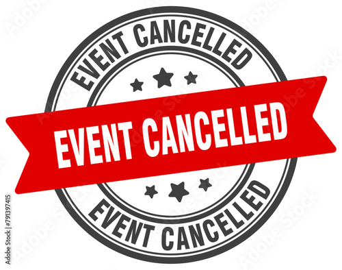 event cancelled stamp. event cancelled label on transparent background. round sign