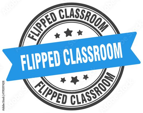 flipped classroom stamp. flipped classroom label on transparent background. round sign